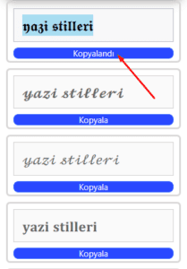 Kopyala butona tıklayarak kopyalayın.
