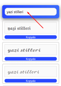 Şekilli nick oluşturma kutusunu gösteren ekran görüntüsü