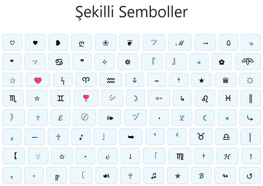 şekilli nick sembolleri