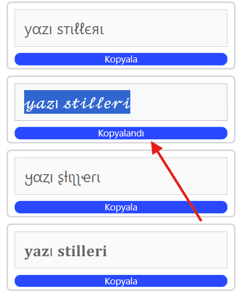 yazı tipini kopyala